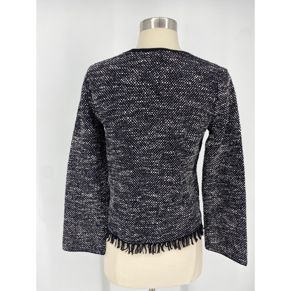 Theory Wool Blend Long Sleeve Heather Black Top - Picture 2 of 10